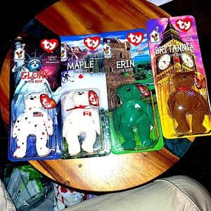 McDonalds Ty set of 4, Rare: Teenie Beanie Babies Glory, Britannia, Maple, Erin